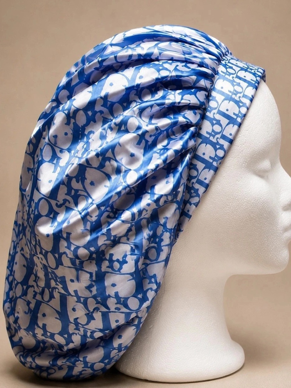 Blue Silk  Hair Bonnet